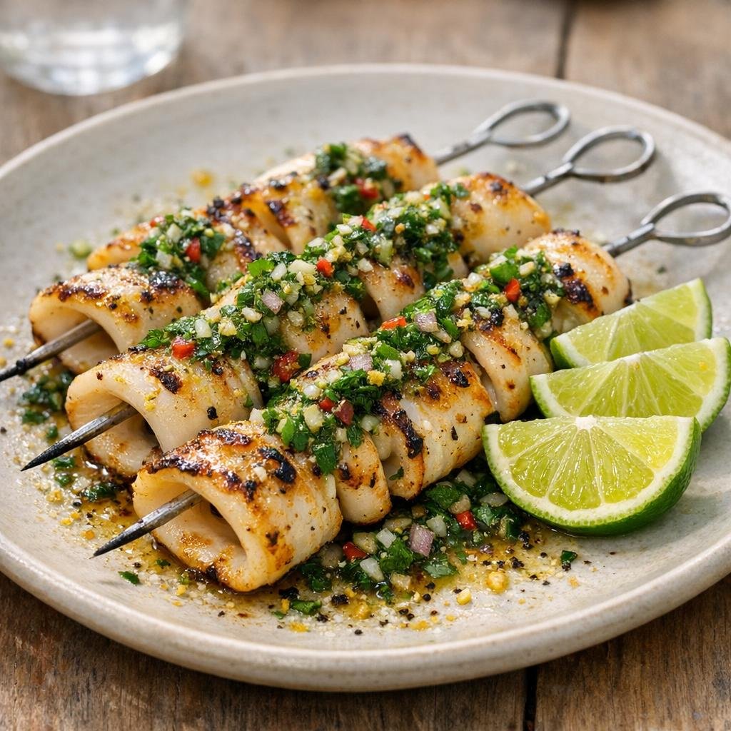Brochettes calamars yuzu