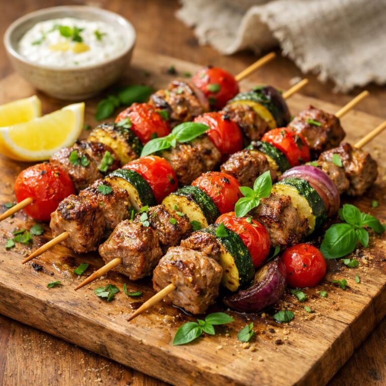 Brochettes d'agneau cèpes