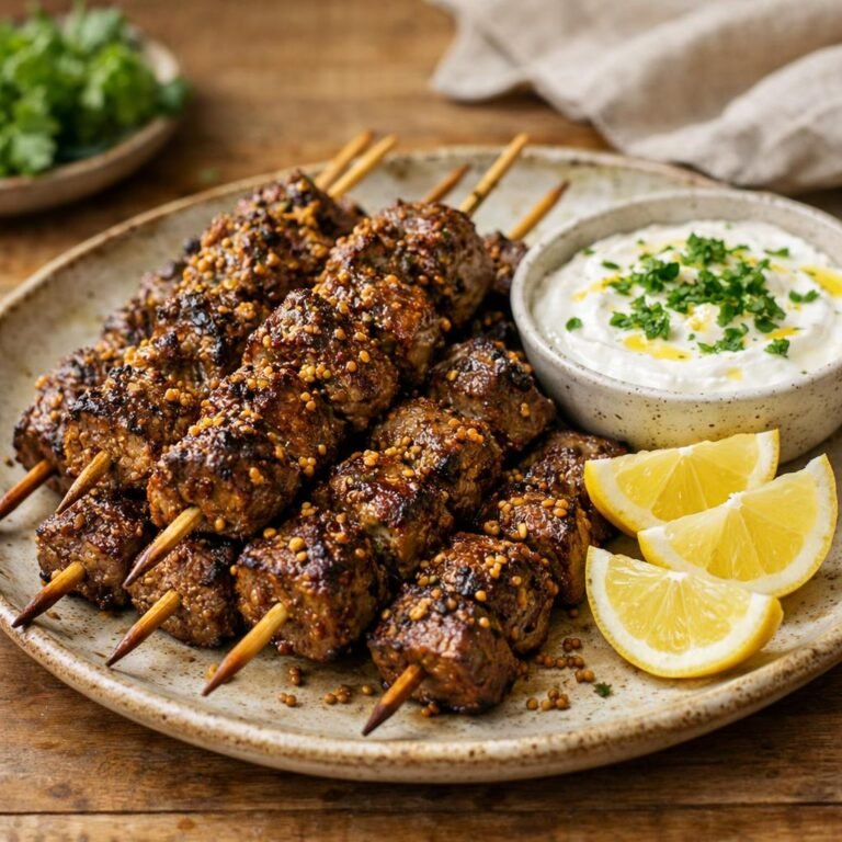 brochettes de bœuf moutardées