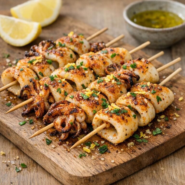 brochettes de calamars