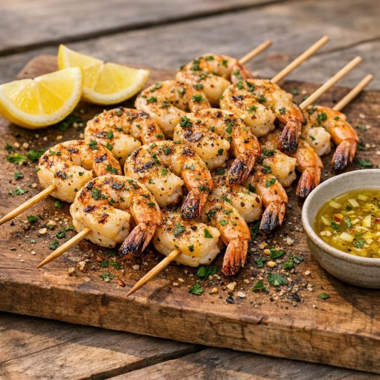 brochettes de crevettes