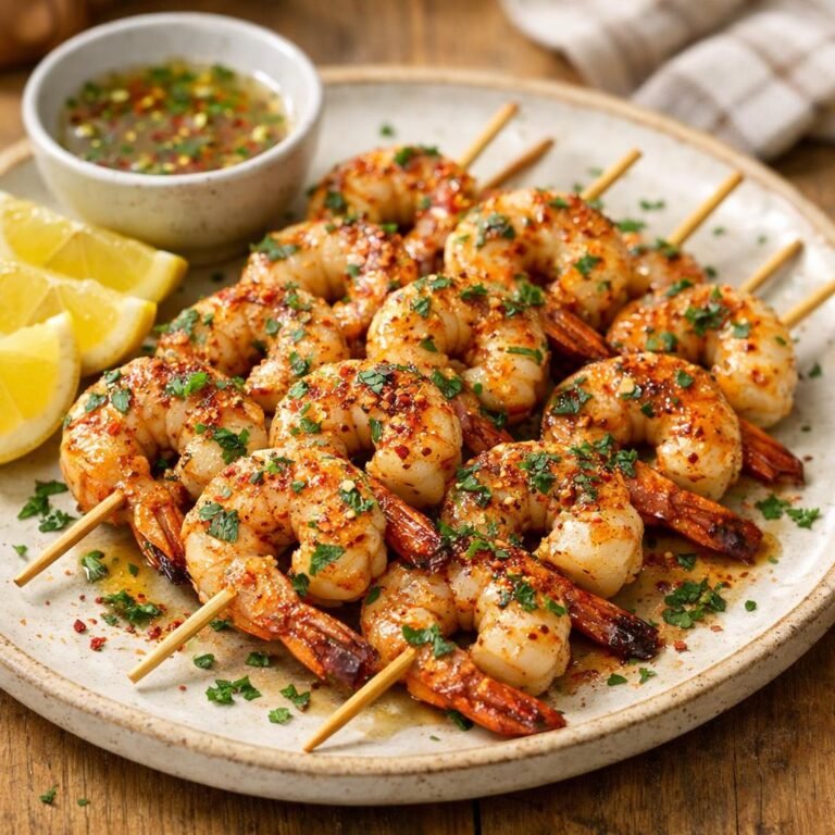 Brochettes crevettes grillées