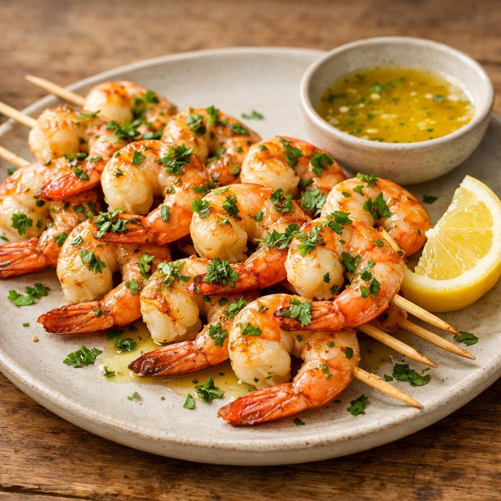 Brochettes de gambas