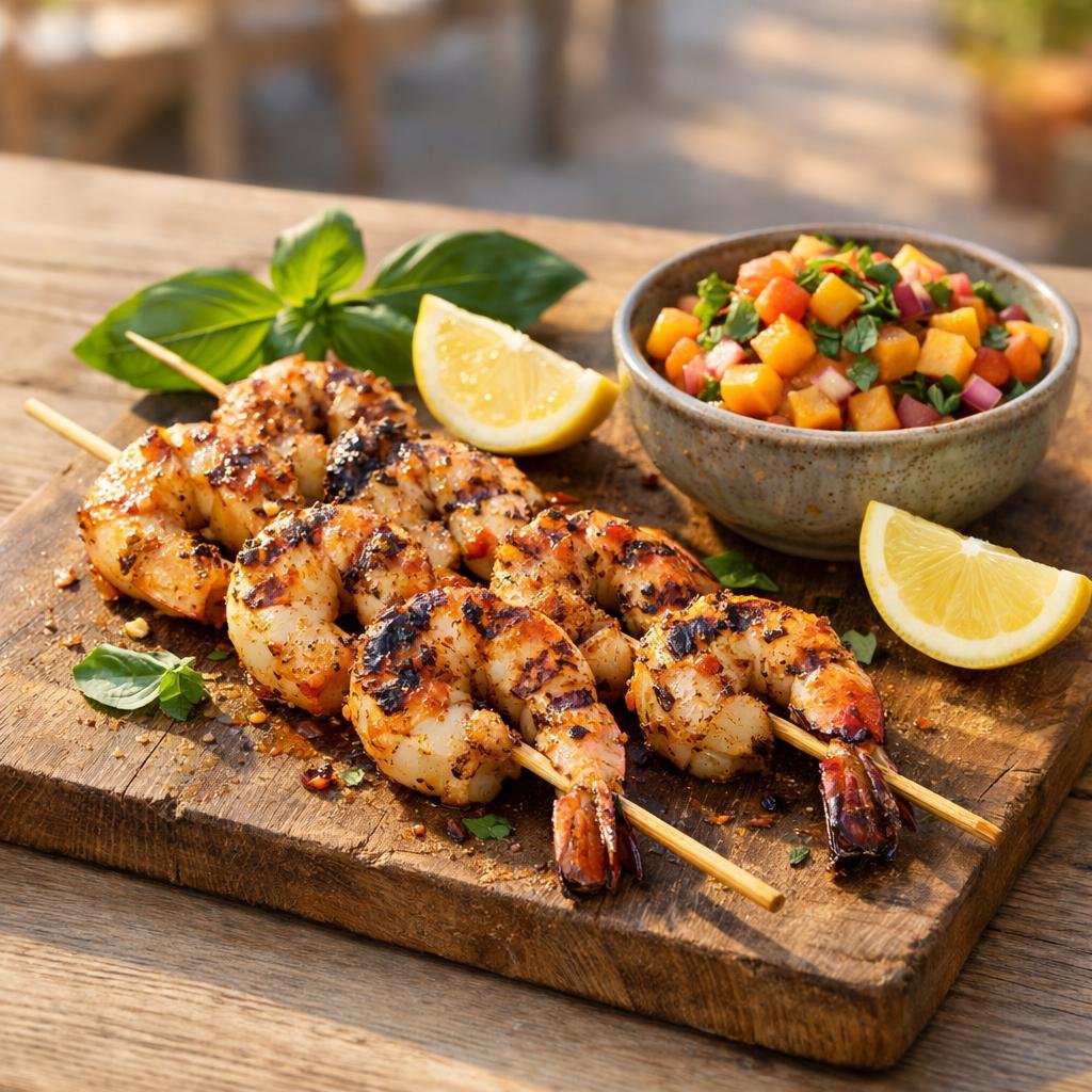 Brochettes de gambas