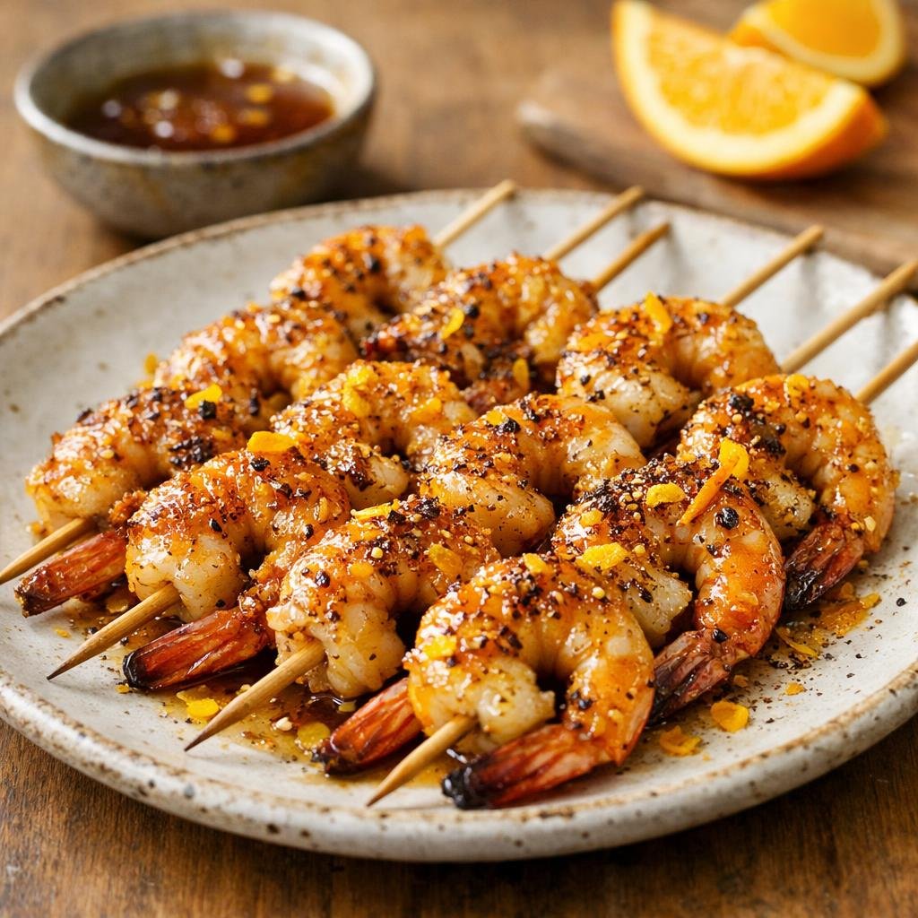 Brochettes de gambas