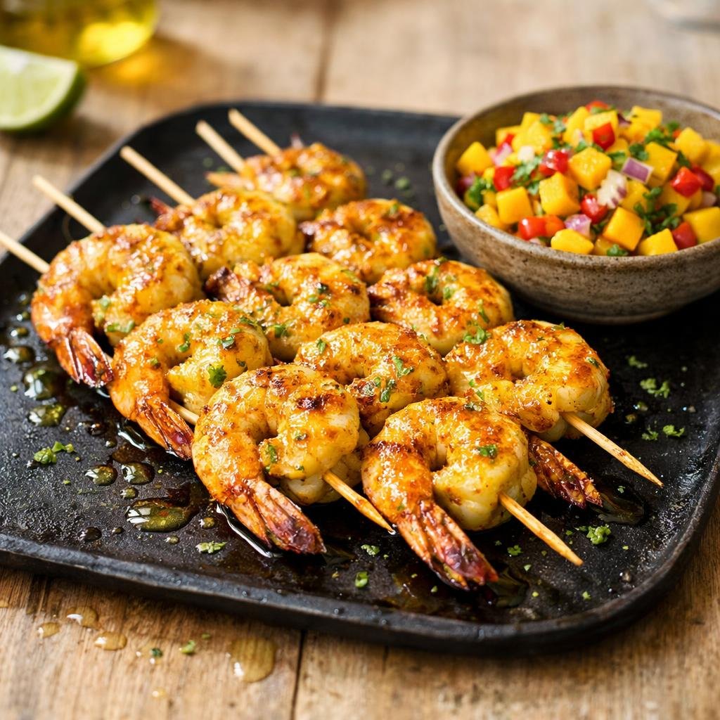 Brochettes de gambas Jaipur