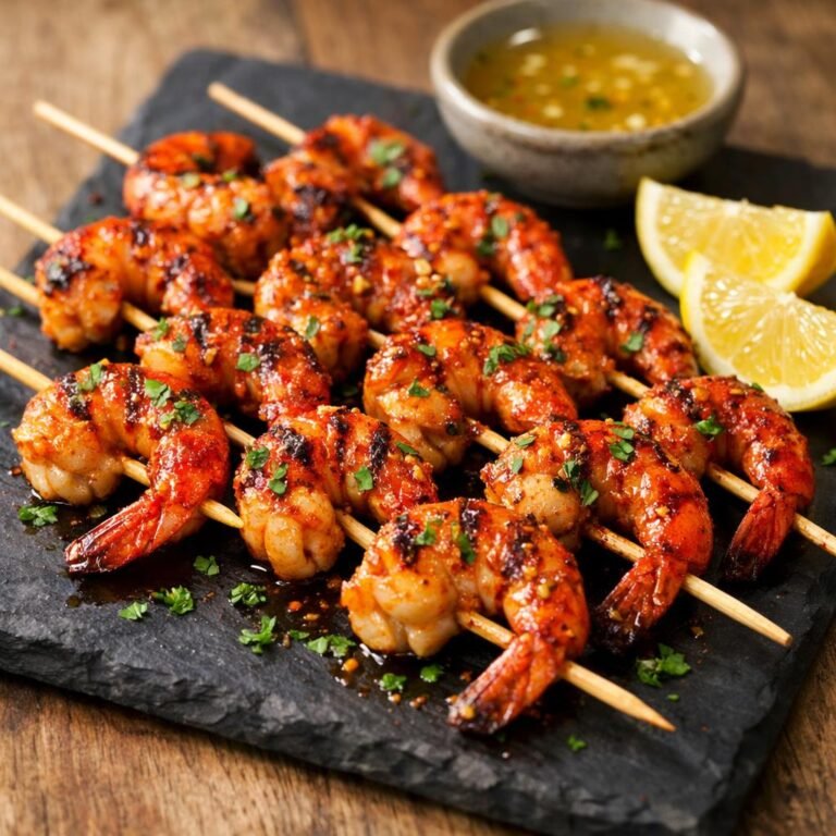Brochettes de gambas