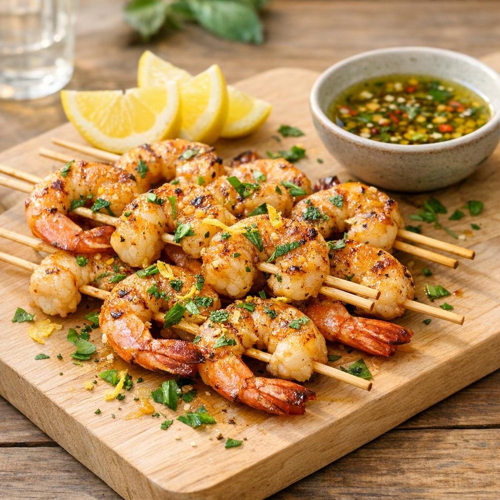 brochettes de gambas