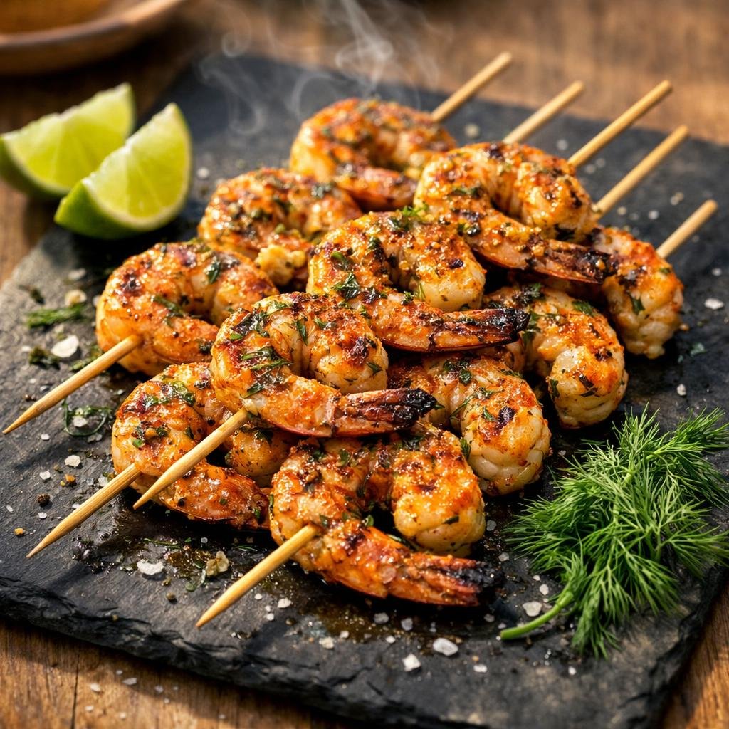 brochettes de gambas