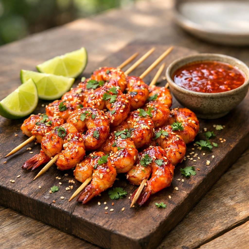 brochettes gambas piment doux