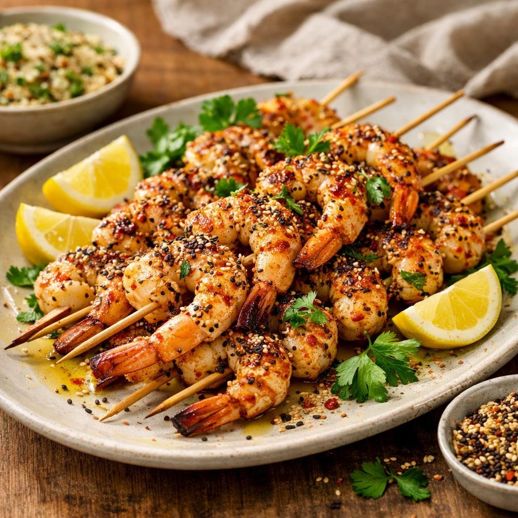gambas marinées au zaatar