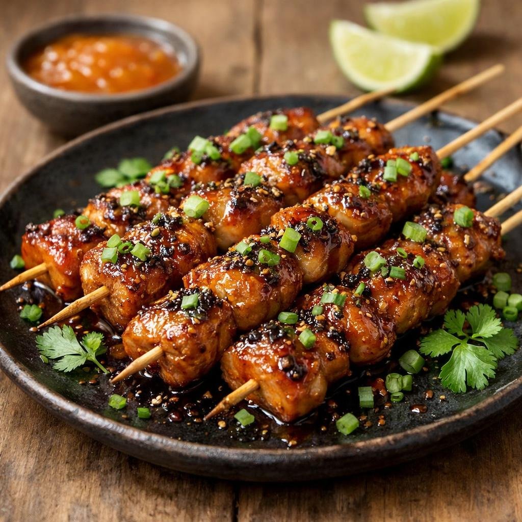 Brochettes de porc au poivre
