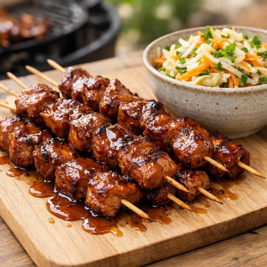 Brochettes de porc laquées