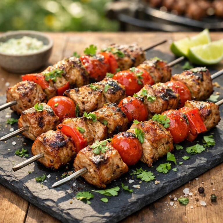 Brochettes de porc marinées