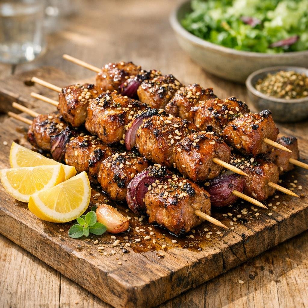 Brochettes de porc zaatar