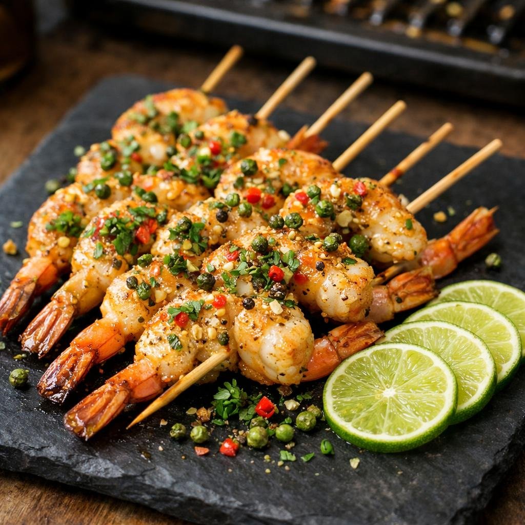 Brochettes gambas Sichuan
