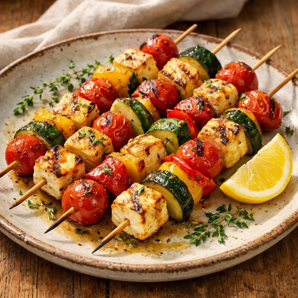 Brochettes halloumi ail