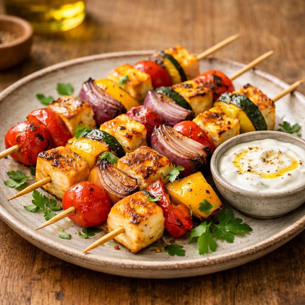 Brochettes halloumi marinées