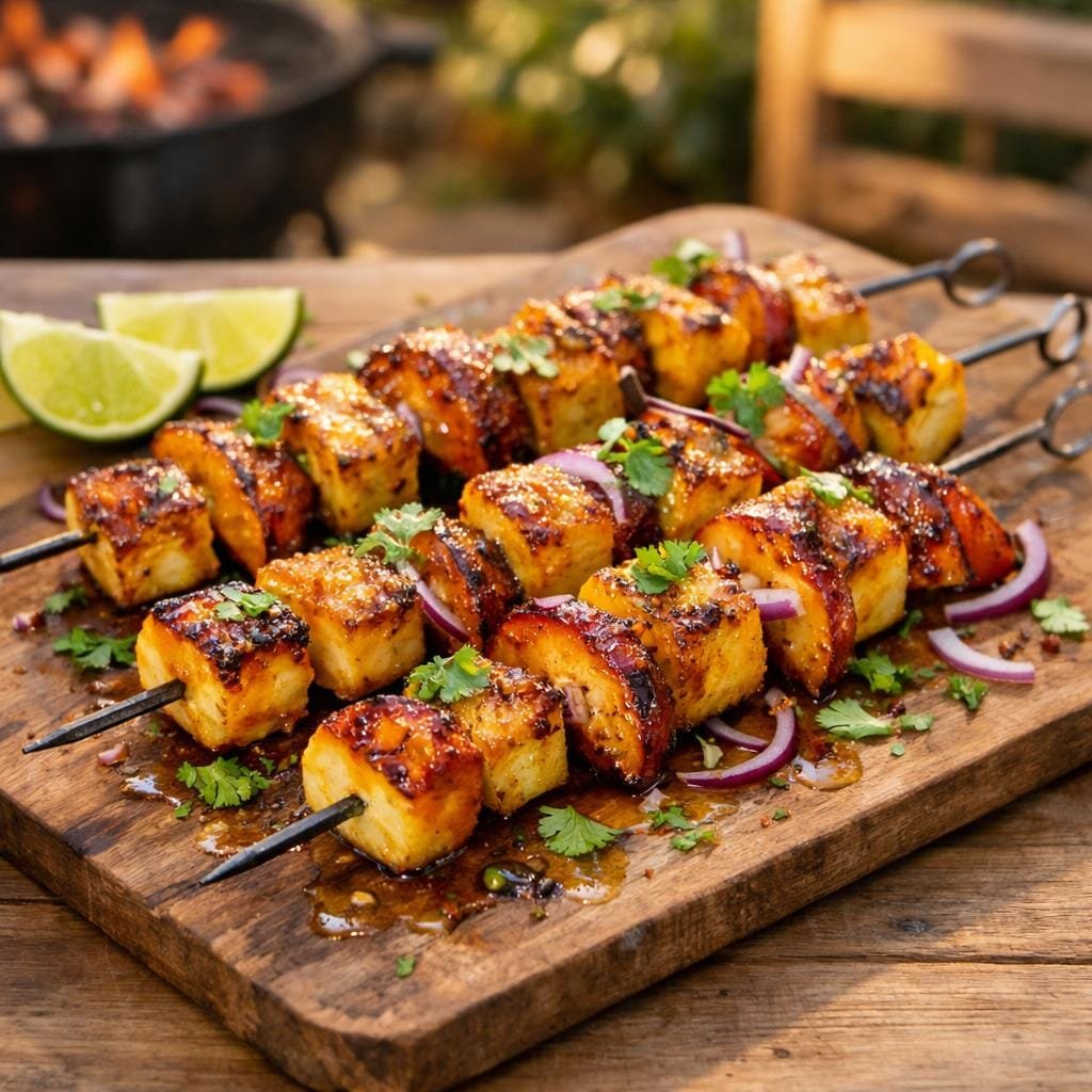 Brochettes halloumi nectarines