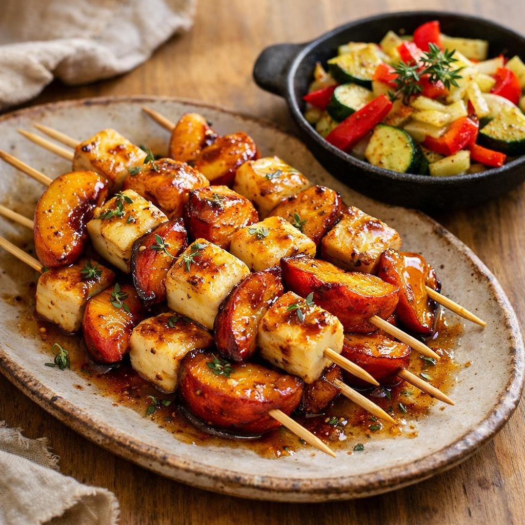 Brochettes halloumi pêche