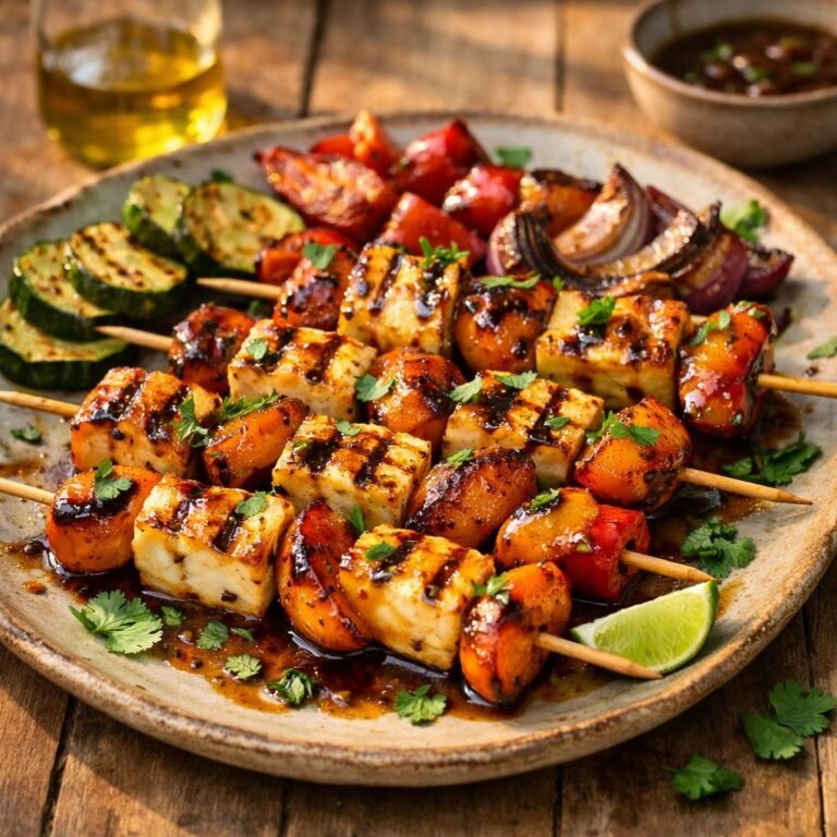 Brochettes halloumi pêche
