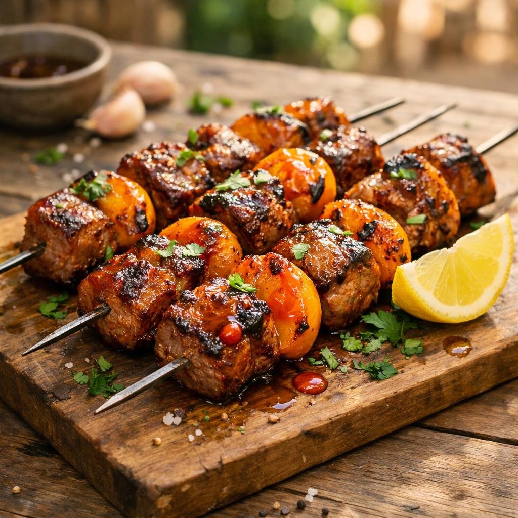 Brochettes porc abricot