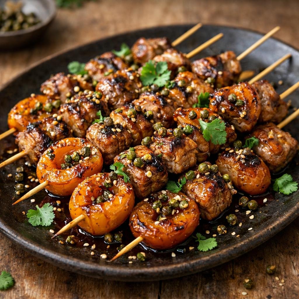 Brochettes porc abricot