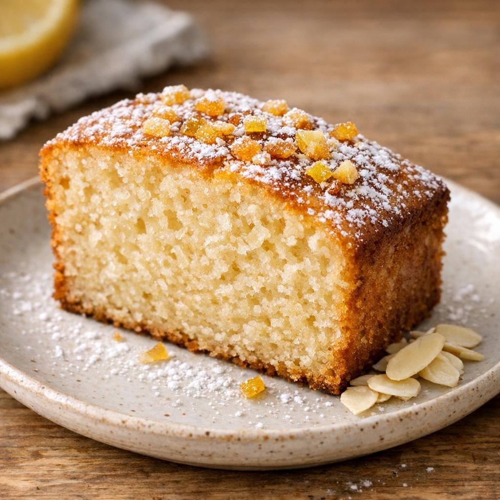 Cake moelleux citron-amande et écorce de citron avec Ecorce de citron en morceaux