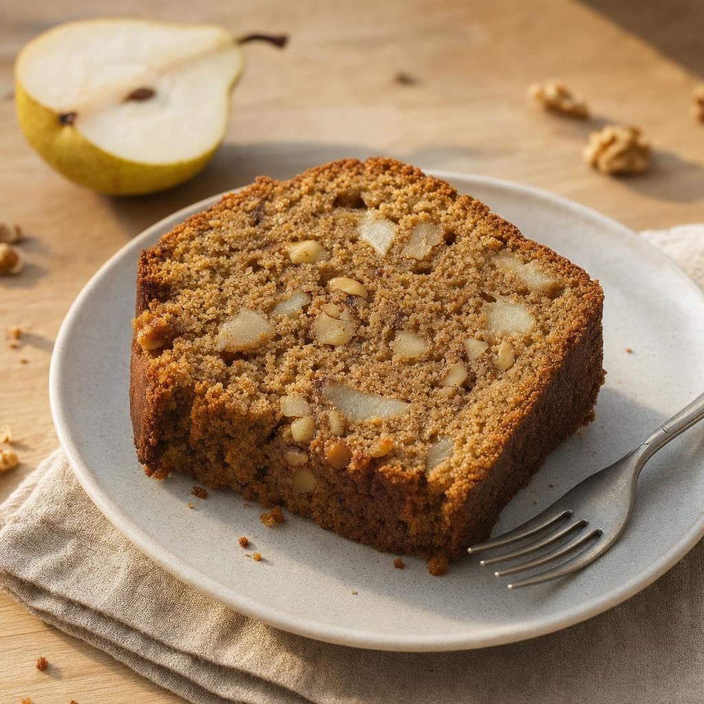 Cake moelleux poire & noix au Pain d'épices avec Pain d'épices