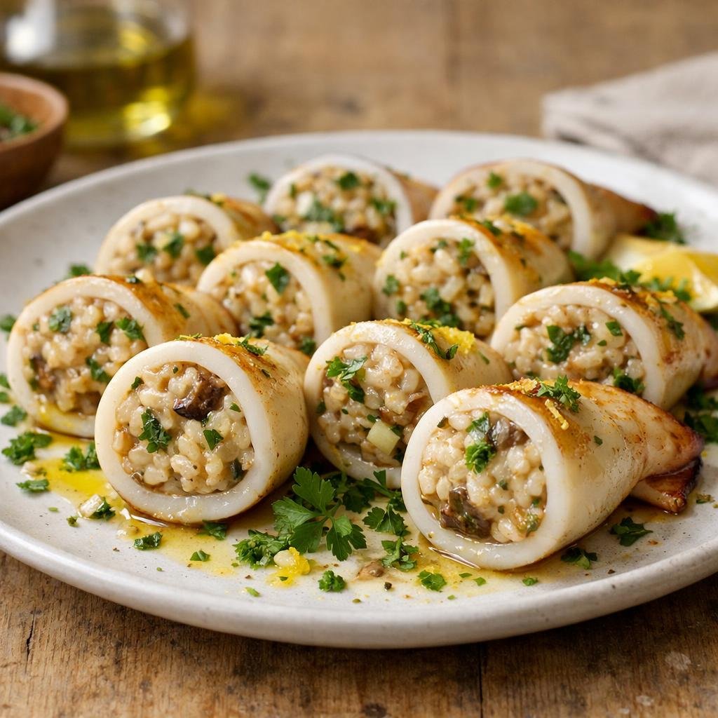 Calamars farcis aux cèpes