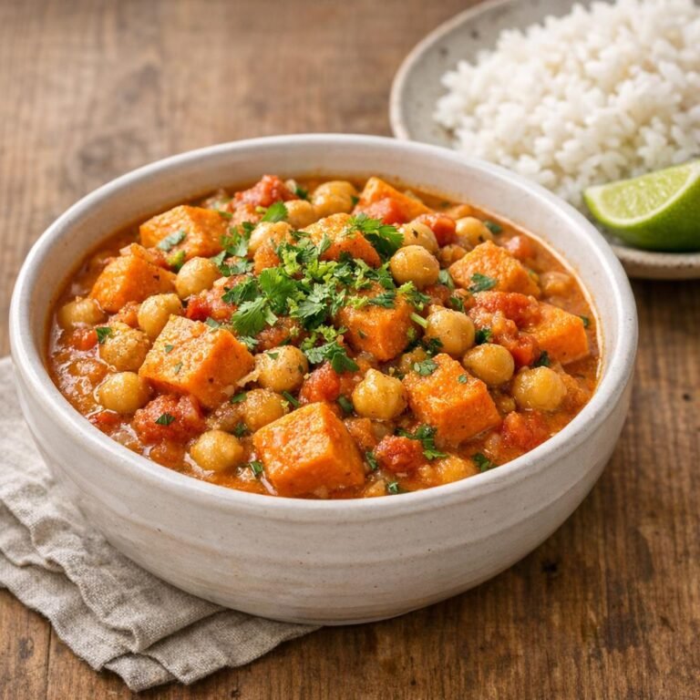 Cari créole végétarien aux pois chiches et patate douce avec Cari Créole
