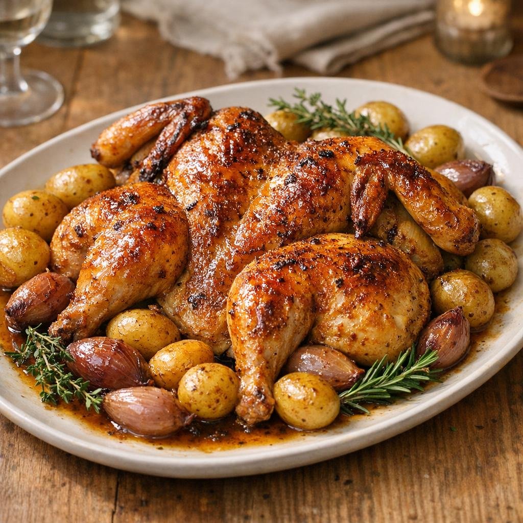 Chapon rôti aux épices douces et légumes d'hiver avec Chapon Rôti