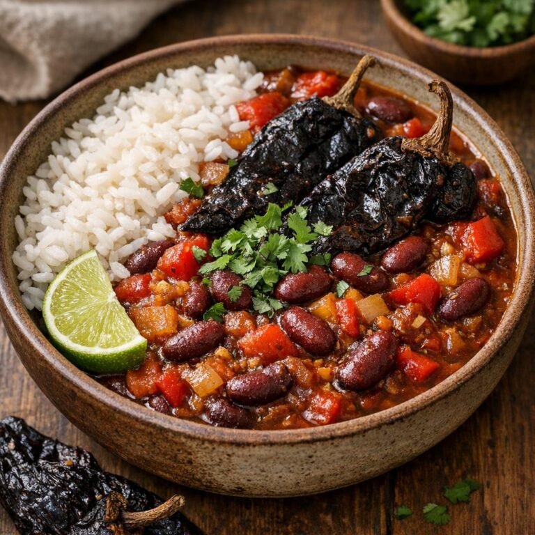 Chili végétarien aux haricots et piment Ancho séché avec Piment Ancho séché et entier