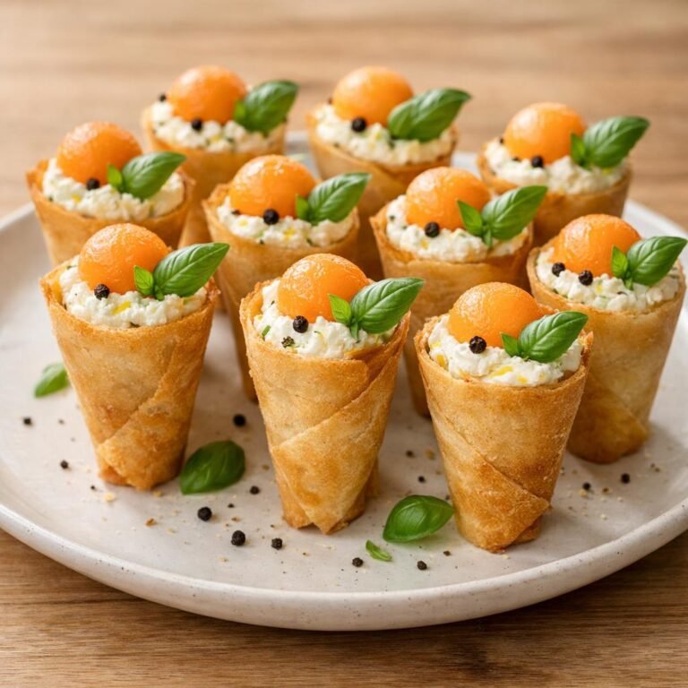 Cornets de melon ricotta