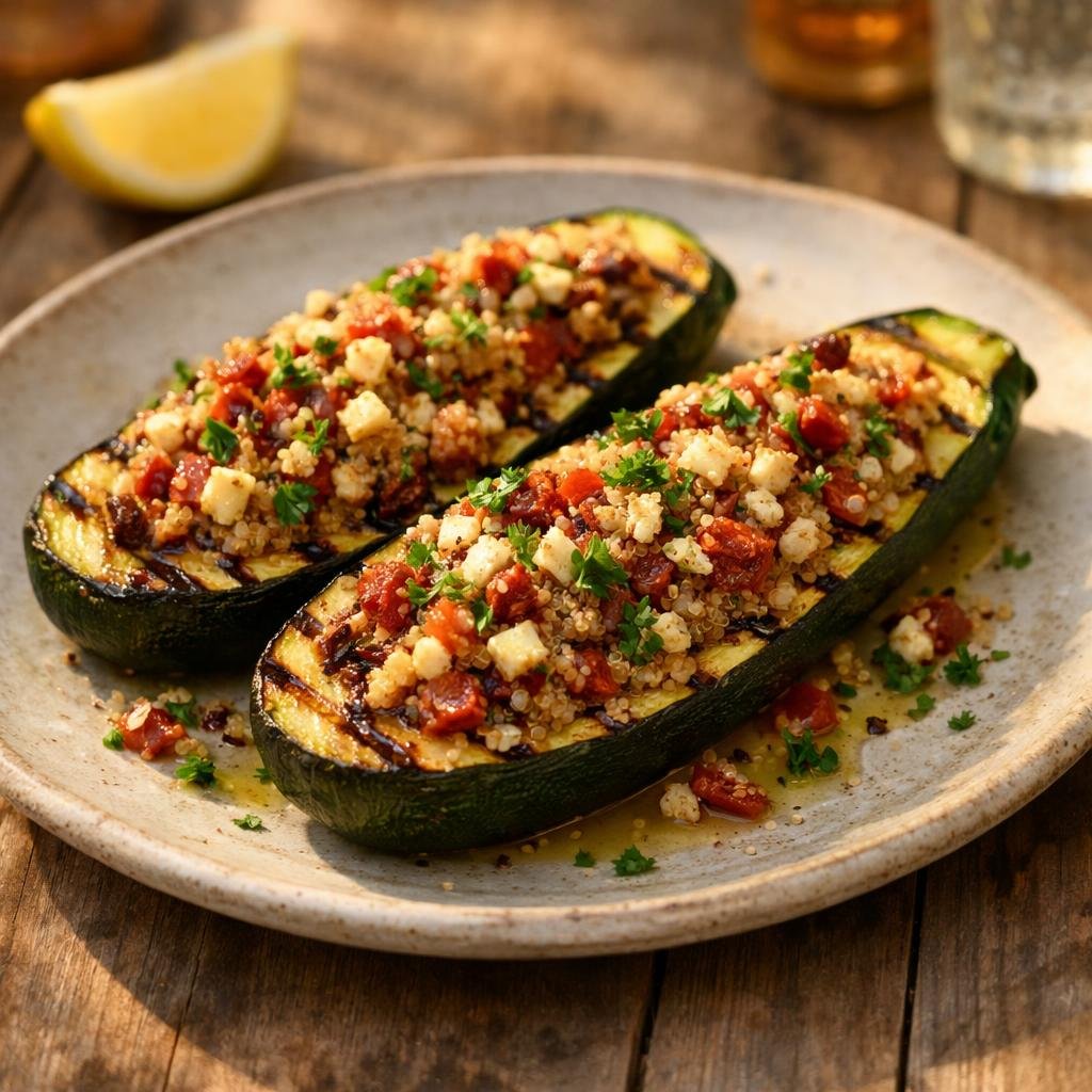 Courgettes farcies grillées