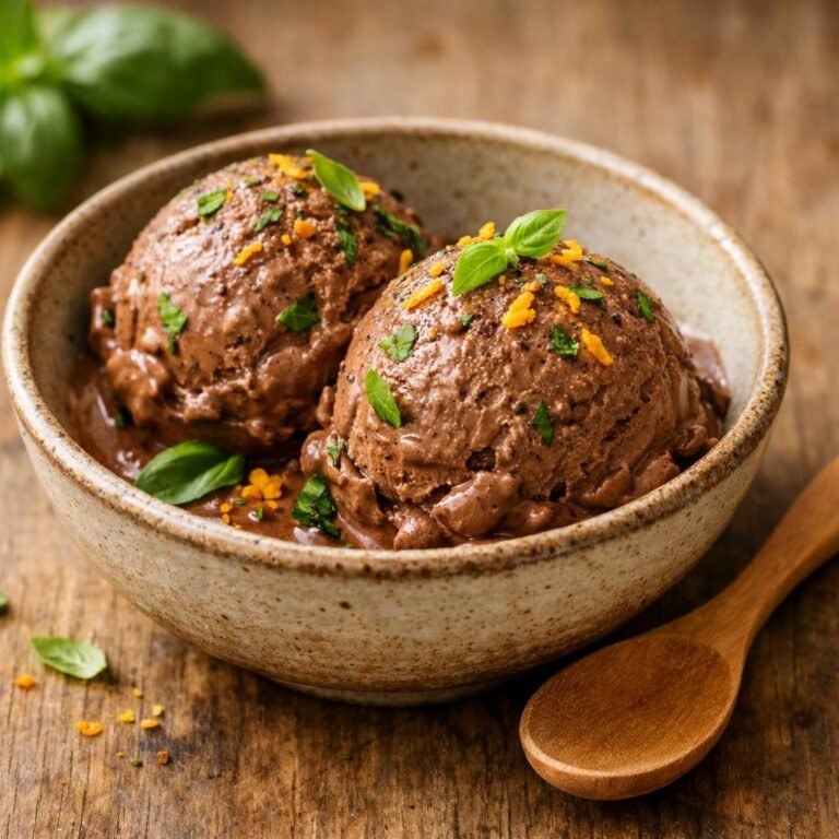 Crème glacée chocolat basilic