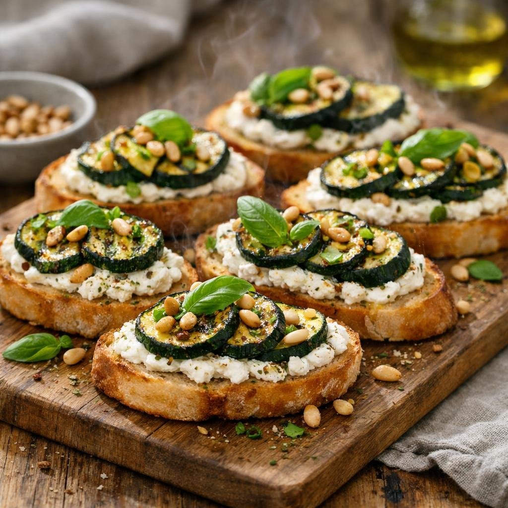 Crostini courgette ricotta