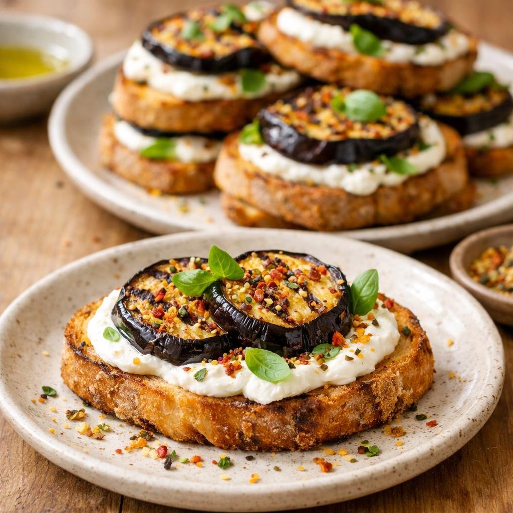Crostini aubergine grillée