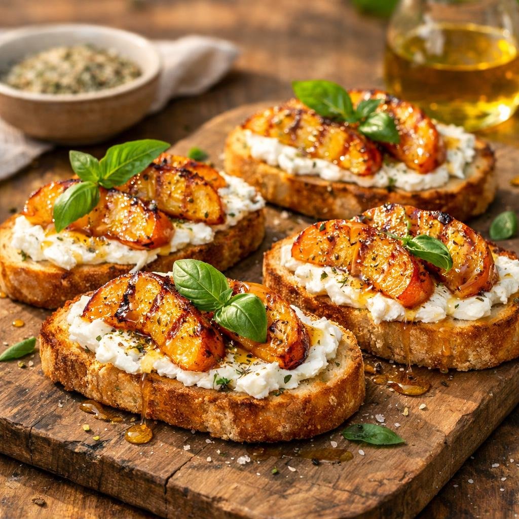 crostini pêches grillées
