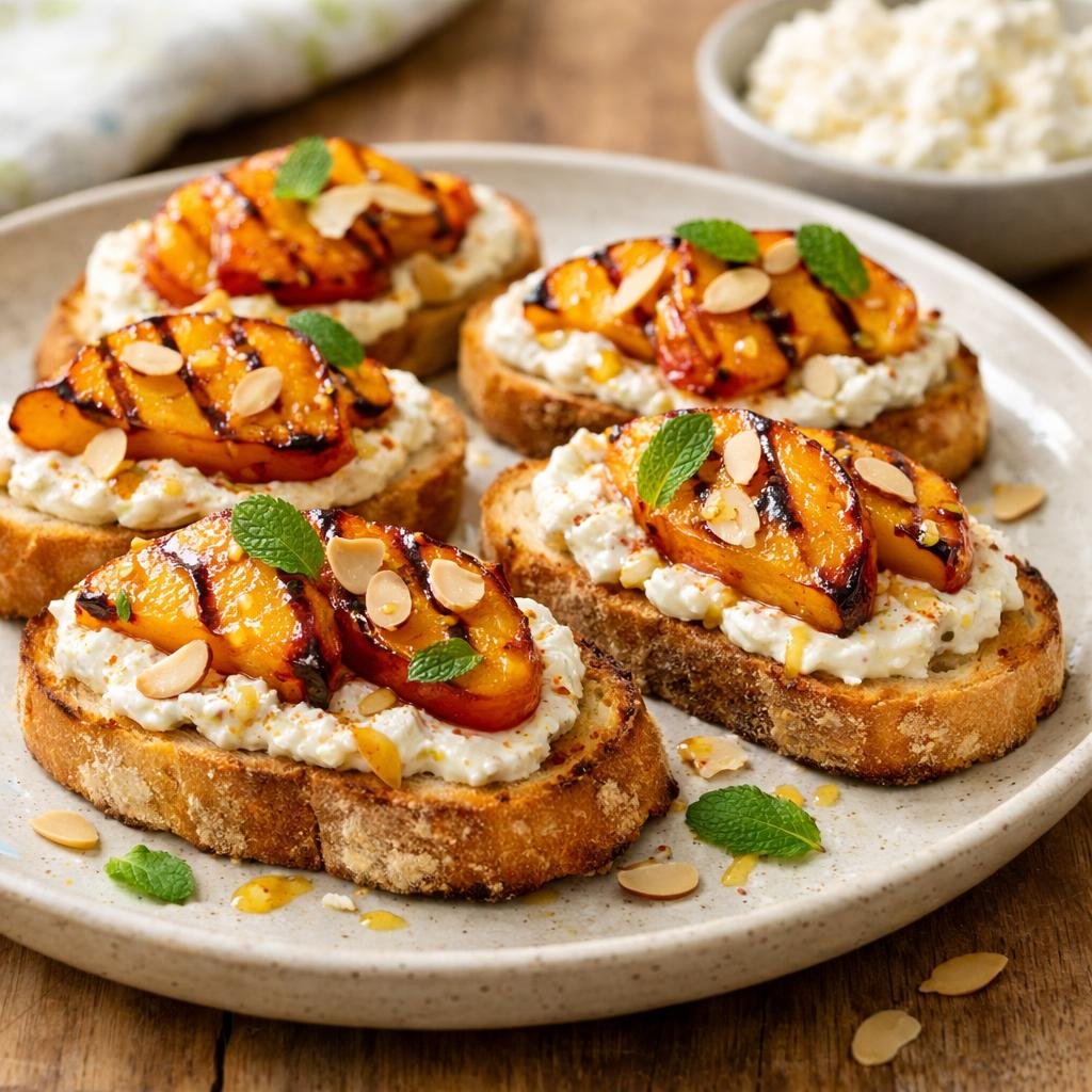 Crostini pêches grillées