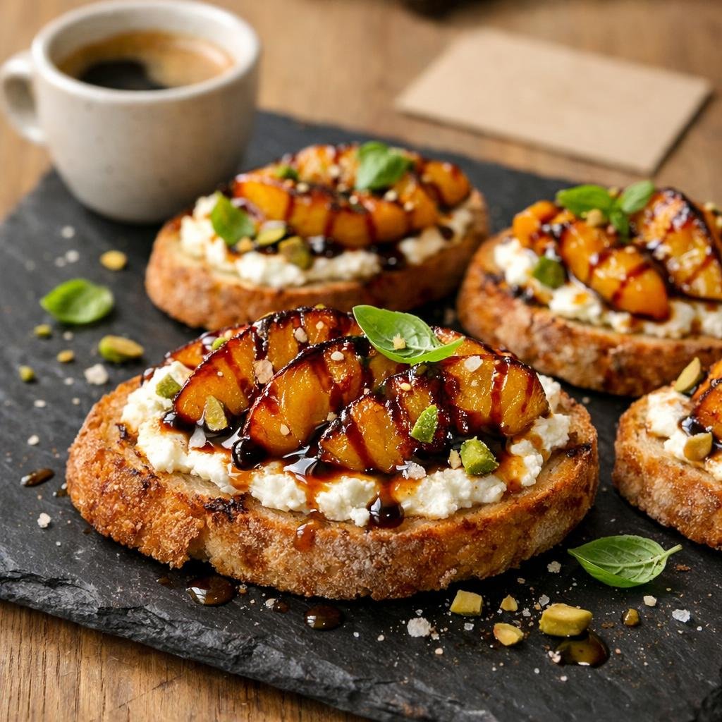 Crostini pêches ricotta