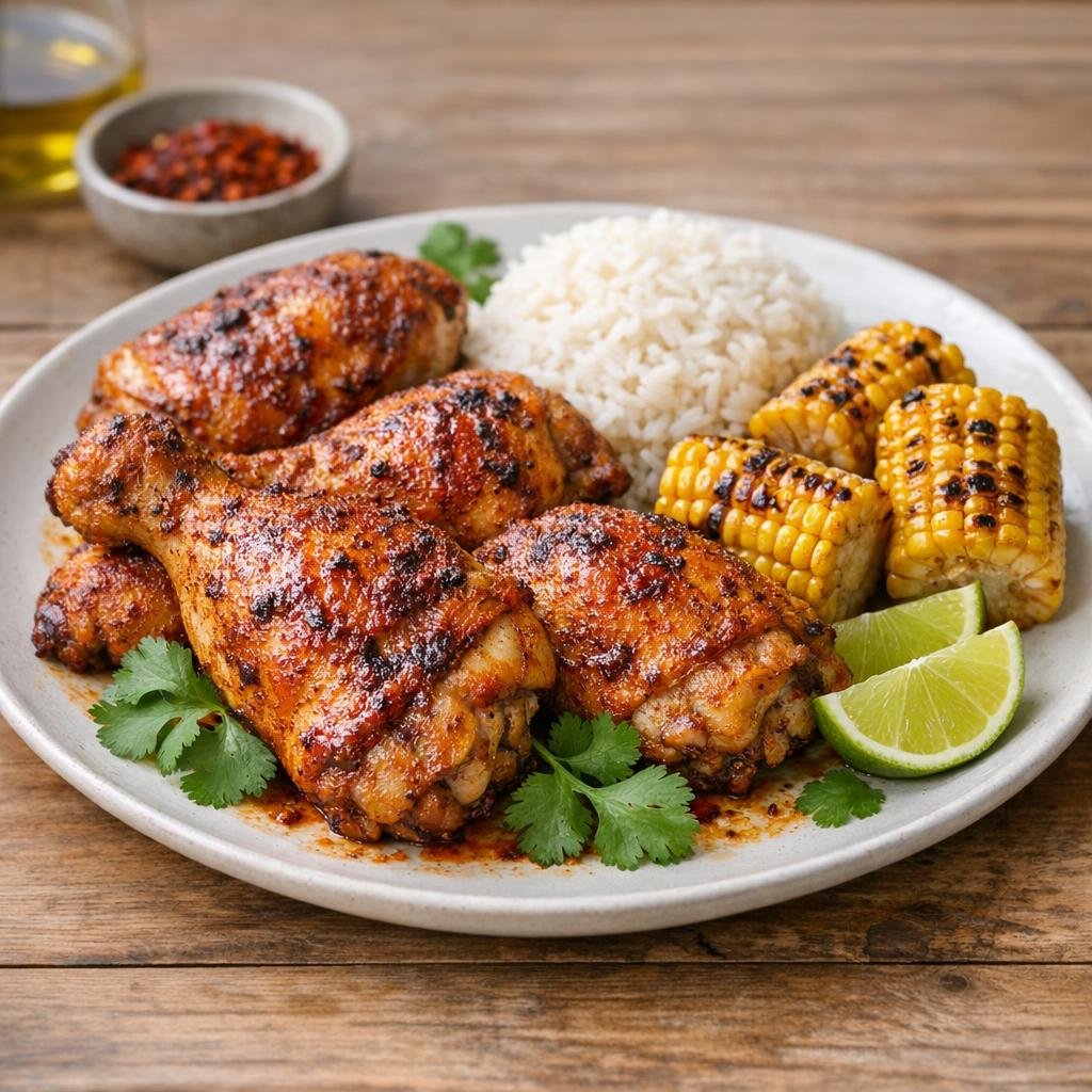 Cuisses de poulet rôties au piment du Nouveau-Mexique avec Piment Rouge du Nouveau Mexique