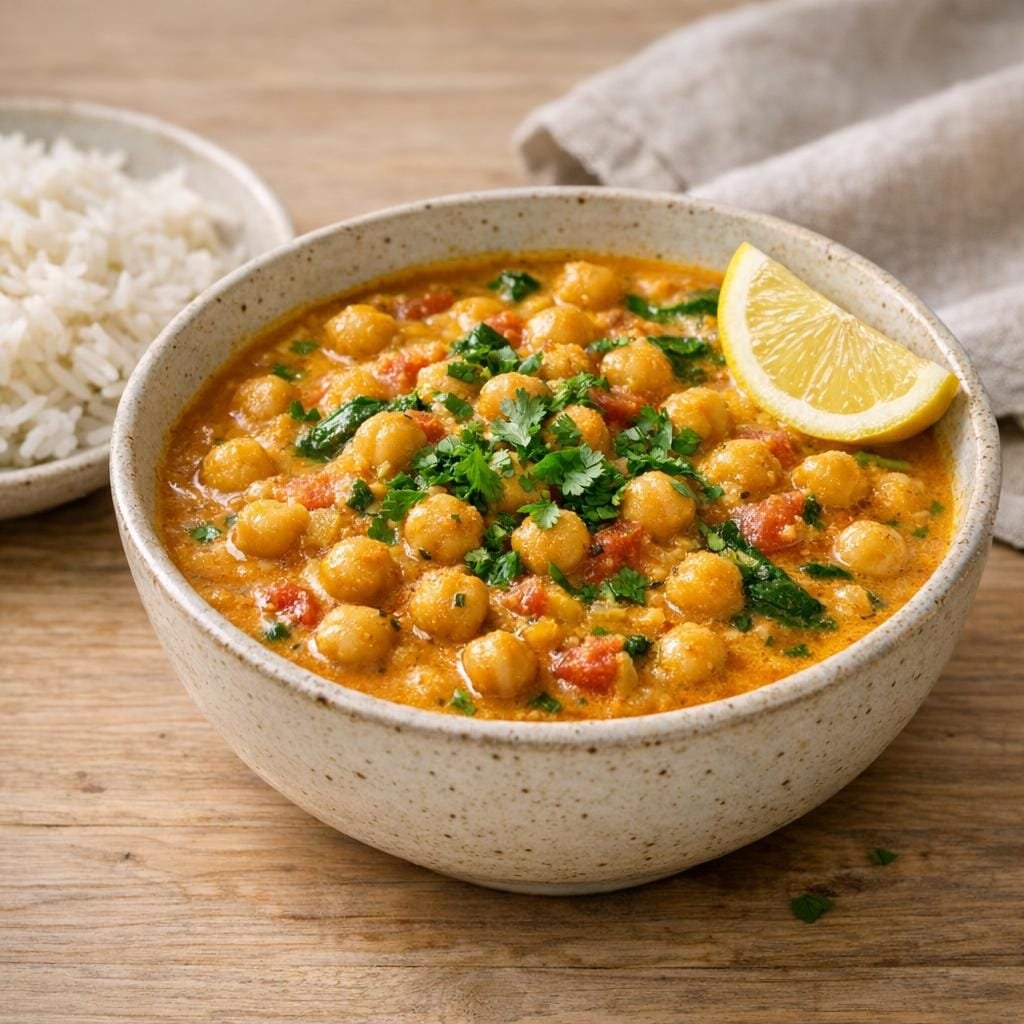 Curry de pois chiches crémeux au P’tit Curry de Jules avec Le p'tit curry de Jules