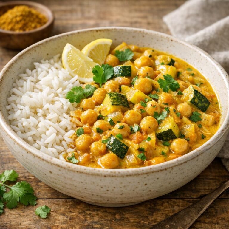 Curry poisson végétarien aux pois chiches et courgette avec Assemblage Curry Poisson