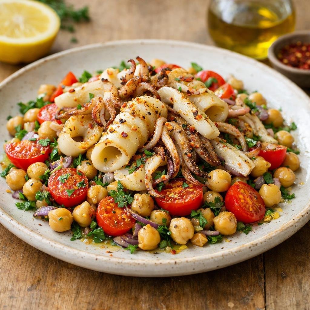 encornets grillés salade