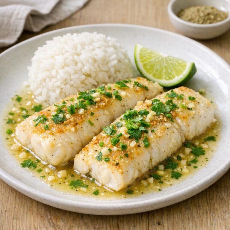 Filets de poisson au combava, citron vert et ail avec Combava, Kombava ou Kaffir Lime en poudre