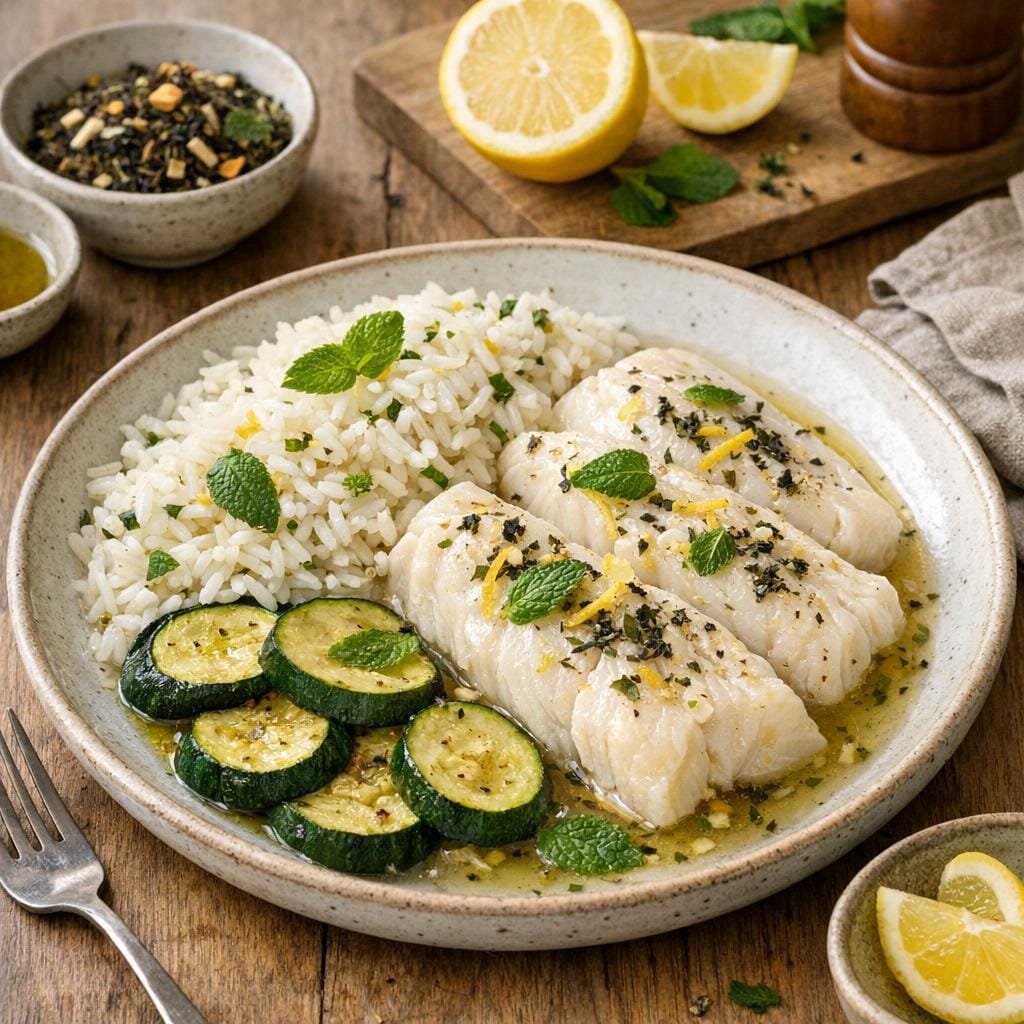 Filets de poisson pochés au Thé Un p'tit coup d'frais