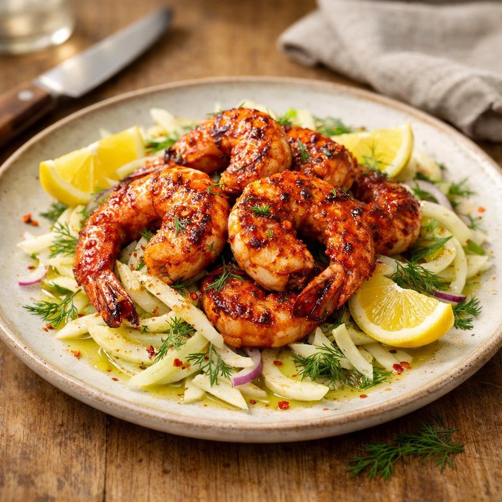 Gambas marinées au chorizo