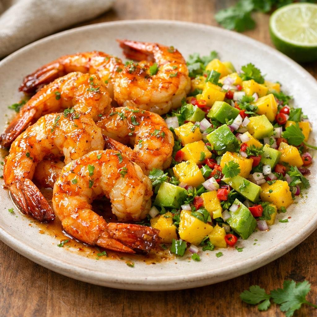Gambas marinées sauce pommes