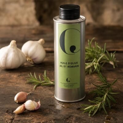 Huile d'olive ail et romarin 25 cl - Les Épices Curieuses